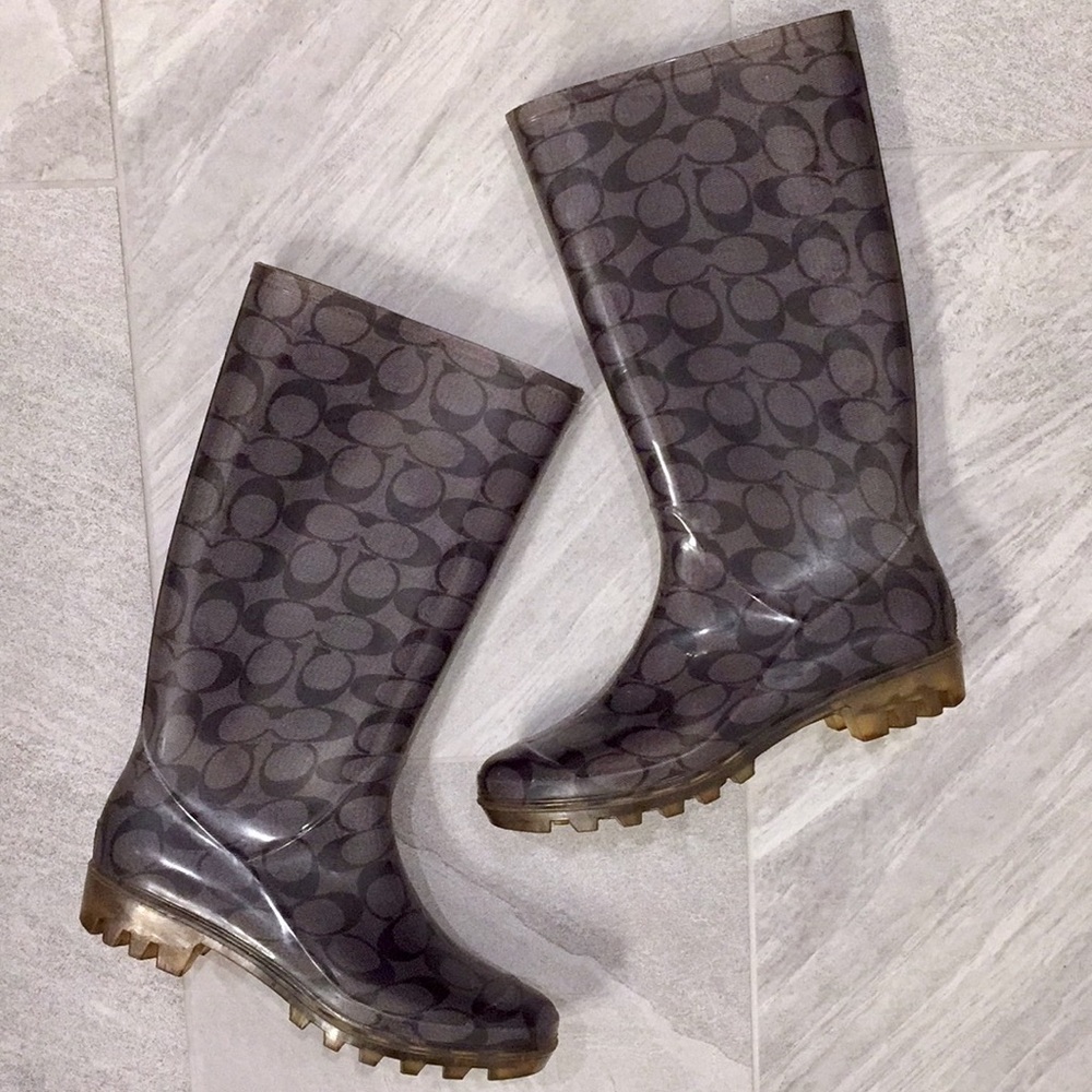 Coach Charcoal Signature Rainboots Size 7